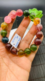 Tourmaline Bracelet- 12 mm Size - Code G2 - 5A Quality - Natural Multi Tourmaline Round Bracelet - Length 7.5 Inch