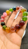 Tourmaline Bracelet- 12 mm Size - Code G2 - 5A Quality - Natural Multi Tourmaline Round Bracelet - Length 7.5 Inch