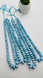 Larimar Roundel Beads- 8-15 mm size - AAAA Quality- Length 16 Inch - Natural Larimar Rondelle Beads