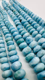 Larimar Roundel Beads- 8-15 mm size - AAAA Quality- Length 16 Inch - Natural Larimar Rondelle Beads