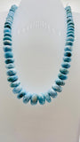 Larimar Roundel Beads- 8-15 mm size - AAAA Quality- Length 16 Inch - Natural Larimar Rondelle Beads