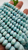 Larimar Roundel Beads- 7-14 mm size -  Code #L6 - AAA Quality- Length 16 Inch - Natural Larimar Rondelle Beads