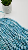 Larimar Roundel Beads- 7-14 mm size - AAAA Quality- Length 16 Inch - Natural Larimar Rondelle Beads