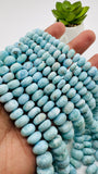 Larimar Roundel Beads- 6-15 mm size- Code #L7 - AAA Quality- Length 16 Inch - Natural Larimar Rondelle Beads