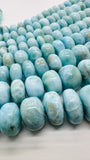 Larimar Roundel Beads- 6-15 mm size- Code #L7 - AAA Quality- Length 16 Inch - Natural Larimar Rondelle Beads