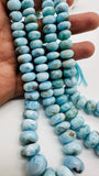 Larimar Roundel Beads- 6-14 mm size - AAA Quality- Length 16 Inch - Natural Larimar Rondelle Beads