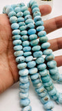 Larimar Roundel Beads- 6-14 mm size - AAA Quality- Length 16 Inch - Natural Larimar Rondelle Beads