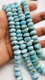 Larimar Roundel Beads- 6-14 mm size - AAA Quality- Length 16 Inch - Natural Larimar Rondelle Beads