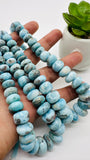 Larimar Roundel Beads- 8-15 mm size- Code #L8 - AA Quality- Length 16 Inch - Natural Larimar Rondelle Beads