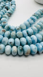 Larimar Roundel Beads 7-14 mm size- Code #L9 - AA Quality- Length 16 Inch - Natural Larimar Rondelle Beads