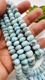 Larimar Roundel Beads 7-14 mm size- Code #L9 - AA Quality- Length 16 Inch - Natural Larimar Rondelle Beads