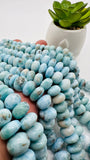 Larimar Roundel Beads 7-14/ 8-14 mm size- AA Quality- Length 16 Inch - Natural Larimar Rondelle Beads