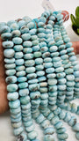 Larimar Roundel Beads 7-14/ 8-14 mm size- AA Quality- Length 16 Inch - Natural Larimar Rondelle Beads