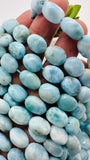 Larimar Oval Beads - 8-11x10-15 mm size - 4A Quality- Length 16 Inch - Natural Larimar Oval Beads