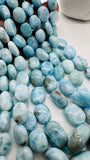 Larimar Oval Beads - 8-11x10-15 mm size - 4A Quality- Length 16 Inch - Natural Larimar Oval Beads