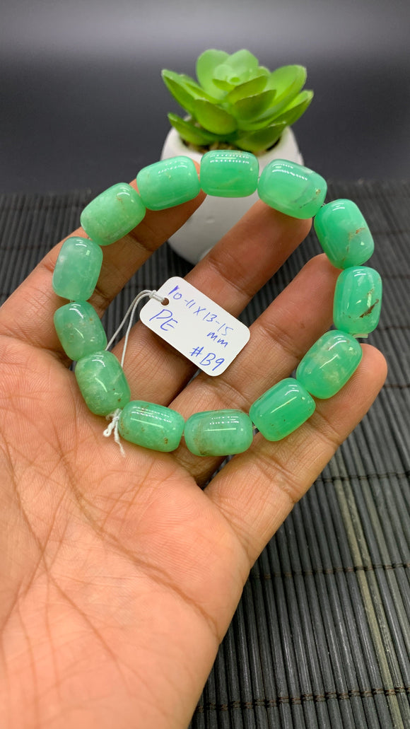 Chrysoprase Nugget Bracelet • 10-11 x 13-15 mm Size • Code B9 •  AAA quality • Length 7.5” • Natural Chrysoprase Bracelet • Origin Australia