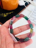 Tourmaline Bracelet, hand carved  Size - 8X12mm - AAA Quality  Natural, Multi Tourmaline Tube shape, Length 7.5" code T5, Origin Nigeria