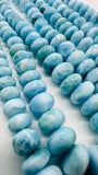 Larimar Roundel Beads- 8-15 mm size - AAAA Quality- Length 16 Inch - Natural Larimar Rondelle Beads