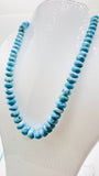 Larimar Roundel Beads- 8-15 mm size - AAAA Quality- Length 16 Inch - Natural Larimar Rondelle Beads