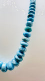 Larimar Roundel Beads- 8-15 mm size - AAAA Quality- Length 16 Inch - Natural Larimar Rondelle Beads