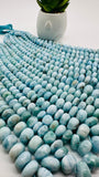 Larimar Roundel Beads- 7-14 mm size -  Code #L6 - AAA Quality- Length 16 Inch - Natural Larimar Rondelle Beads