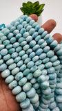 Larimar Roundel Beads- 7-14 mm size -  Code #L6 - AAA Quality- Length 16 Inch - Natural Larimar Rondelle Beads