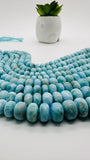 Larimar Roundel Beads- 6-15 mm size- Code #L7 - AAA Quality- Length 16 Inch - Natural Larimar Rondelle Beads