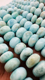 Larimar Roundel Beads- 6-15 mm size- Code #L7 - AAA Quality- Length 16 Inch - Natural Larimar Rondelle Beads