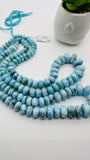 Larimar Roundel Beads- 6-14 mm size - AAA Quality- Length 16 Inch - Natural Larimar Rondelle Beads