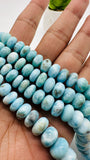 Larimar Roundel Beads- 6-14 mm size - AAA Quality- Length 16 Inch - Natural Larimar Rondelle Beads