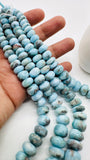 Larimar Roundel Beads- 8-15 mm size- Code #L8 - AA Quality- Length 16 Inch - Natural Larimar Rondelle Beads