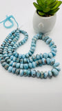 Larimar Roundel Beads- 8-15 mm size- Code #L8 - AA Quality- Length 16 Inch - Natural Larimar Rondelle Beads