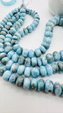 Larimar Roundel Beads- 8-15 mm size- Code #L8 - AA Quality- Length 16 Inch - Natural Larimar Rondelle Beads