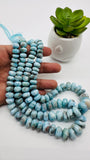 Larimar Roundel Beads- 8-15 mm size- Code #L8 - AA Quality- Length 16 Inch - Natural Larimar Rondelle Beads