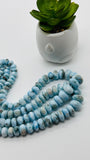 Larimar Roundel Beads 7-14 mm size- Code #L9 - AA Quality- Length 16 Inch - Natural Larimar Rondelle Beads