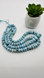 Larimar Roundel Beads 7-14 mm size- Code #L9 - AA Quality- Length 16 Inch - Natural Larimar Rondelle Beads