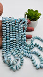 Larimar Roundel Beads 7-14/ 8-14 mm size- AA Quality- Length 16 Inch - Natural Larimar Rondelle Beads