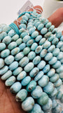 Larimar Roundel Beads 7-14/ 8-14 mm size- AA Quality- Length 16 Inch - Natural Larimar Rondelle Beads