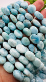 Larimar Oval Beads 8-11x10-15 mm size - 3A Quality- Length 16 Inch - Natural Larimar Oval Beads