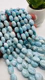 Larimar Oval Beads - 8-11x10-15 mm size - 4A Quality- Length 16 Inch - Natural Larimar Oval Beads