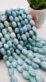 Larimar Oval Beads 8-11x10-15 mm size - 3A Quality- Length 16 Inch - Natural Larimar Oval Beads