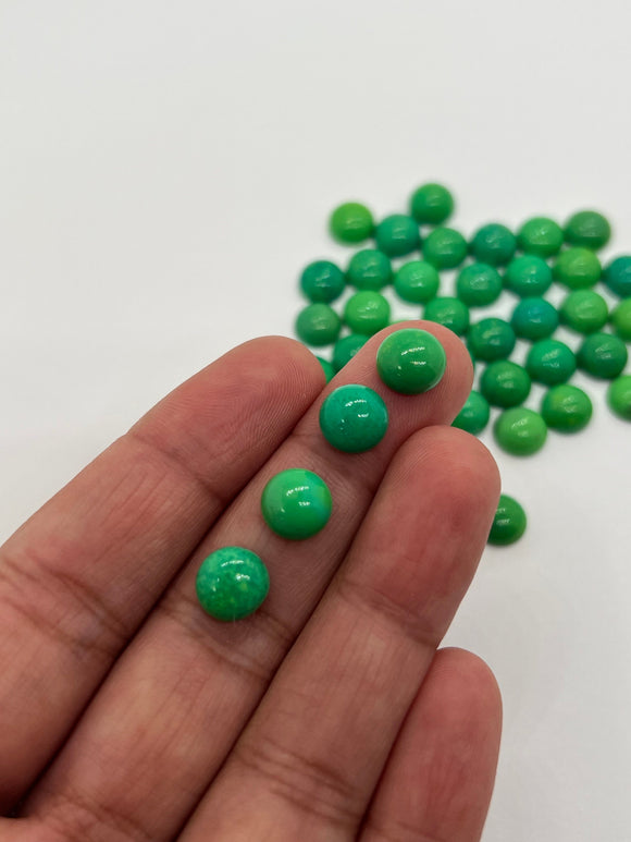 Green Turquoise 8mm Round Cabs- Quality AAA- gemstone cabs Pack of 5 pc- Turquoise Round Cabochon, Stabilized Turquoise, Orign USA