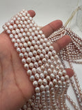 Pearl Rice Beads , 5x7mm size, 16 Inch Strand , Freshwater cultured Pearl, Pink Freshwater pearl, Natural color.