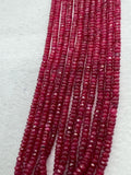 Ruby Faceted 3.5-4MM Roundel beads -  AAA Quality Beads - Length 16 Inch -  Natural Ruby Beads.