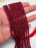 Ruby Faceted 3.5-4MM Roundel beads -  AAA Quality Beads - Length 16 Inch -  Natural Ruby Beads.