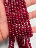 Ruby Faceted 4-4.5 MM Roundel beads -  AAA Quality Beads - Length 16 Inch -  Natural Ruby Beads.