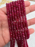 Ruby Faceted 5-6 MM Roundel beads -  AAA Quality Beads - Length 16 Inch -  Natural Ruby Beads.