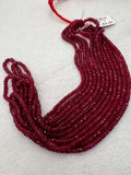 Ruby Faceted 3.5-4MM Roundel beads -  AAA Quality Beads - Length 16 Inch -  Natural Ruby Beads.