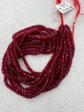 Ruby Faceted 3-3.5 MM Roundel beads -  AAA Quality Beads - Length 16 Inch -  Natural Ruby Beads.