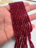 Ruby Faceted 3-3.5 MM Roundel beads -  AAA Quality Beads - Length 16 Inch -  Natural Ruby Beads.